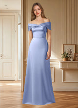 Augday Amelia A-Line Off the Shoulder Stretch Satin Dress