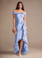 Augday Billings Mermaid Off the Shoulder Stretch Satin Dress