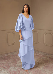 Augday OHara A-Line V-Neck Chiffon Dress