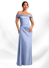 Augday Beah Sheath Off the Shoulder Stretch Satin Dress