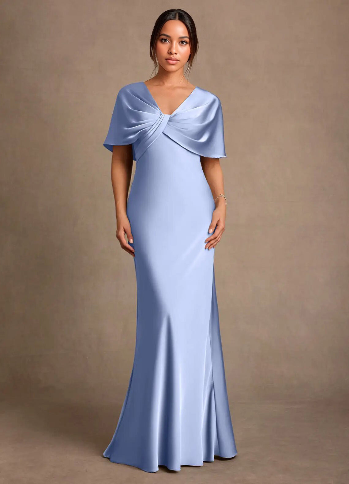 Augday Dosia Sheath Pleated Stretch Satin Dress