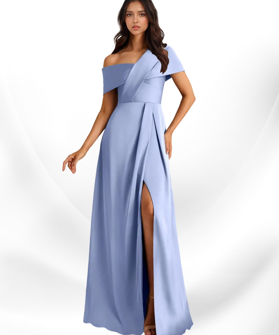 Augday Milton A-Line Pleated Stretch Satin Dress