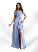 Augday Milton A-Line Pleated Stretch Satin Dress