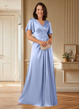 Augday Emmeline A-Line Pleated Stretch Satin Dress
