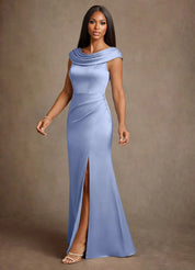 Augday Irvine A-Line Pleated Stretch Satin Dress