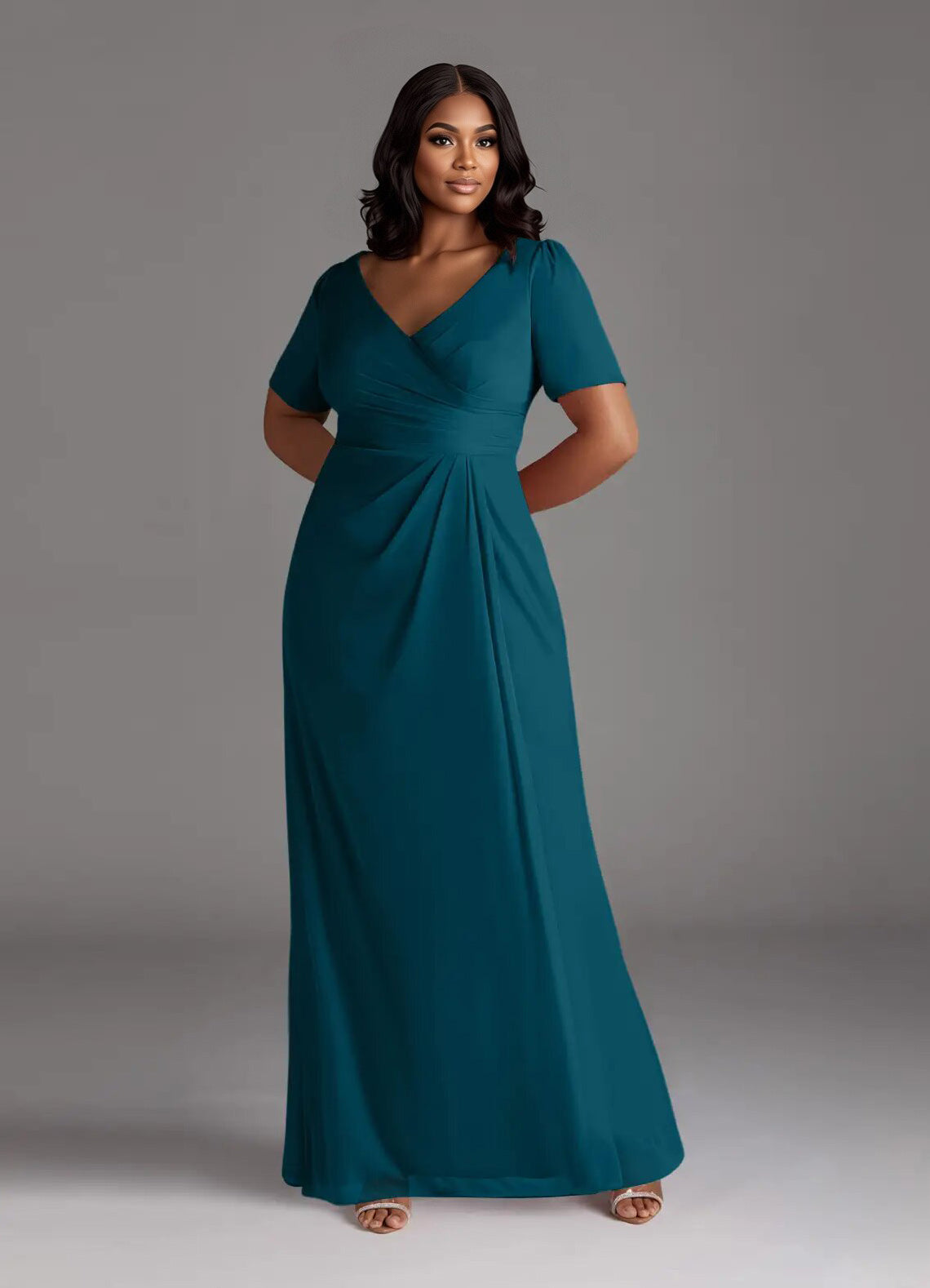 Augday Bessie A-Line Pleated Mesh Dress Plus Size