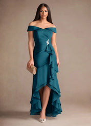 Augday Billings Mermaid Off the Shoulder Stretch Satin Dress