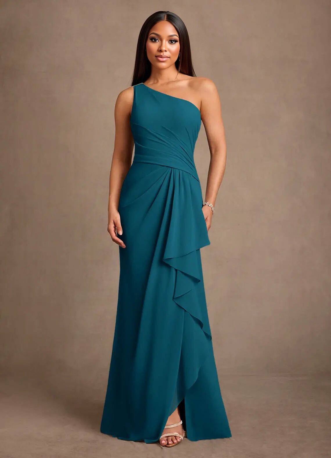 Augday Floy Sheath One Shoulder Chiffon Dress