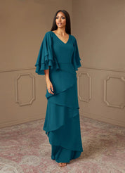 Augday OHara A-Line V-Neck Chiffon Dress