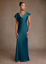 Augday Shelby Mother of the Bride Dresses Mermaid Pleated Stretch Satin Dress