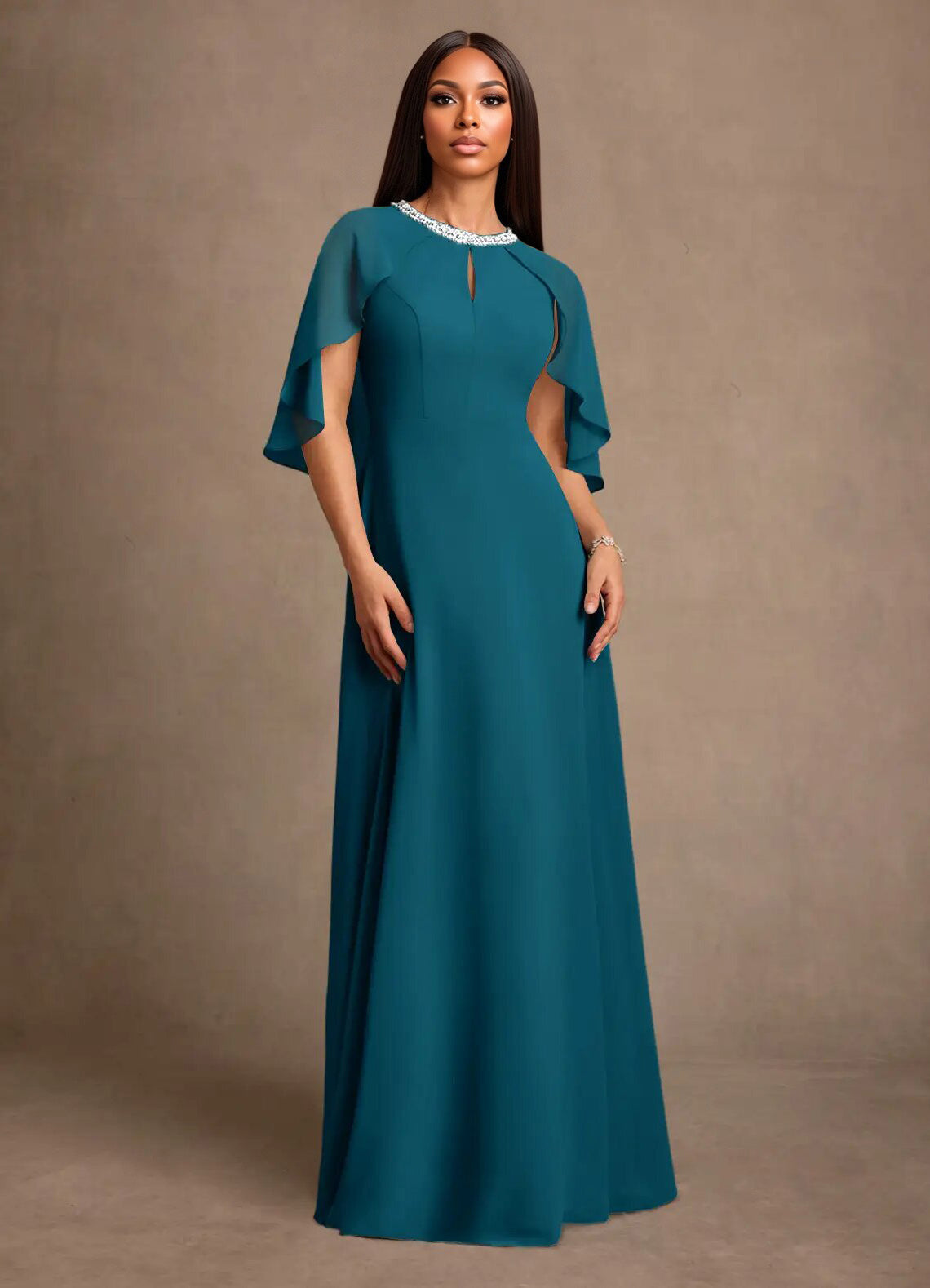 Augday Winnifred A-Line Beaded Chiffon Dress