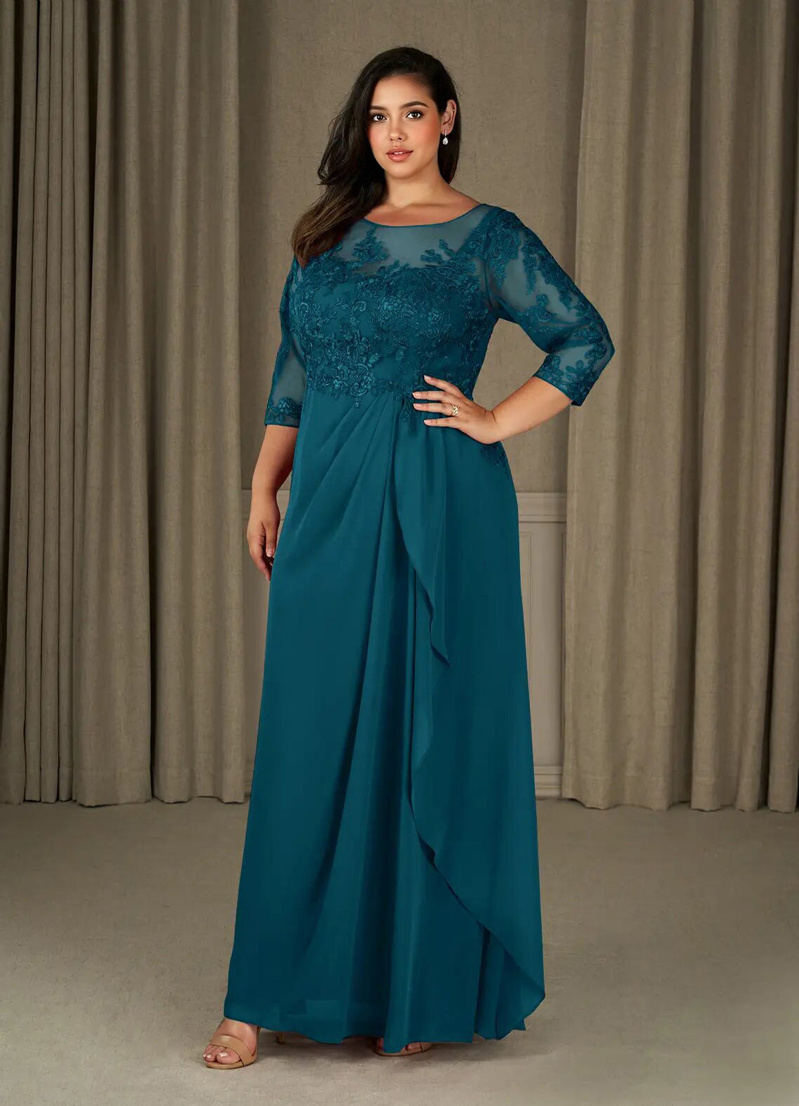 Augday Calanthe A-Line Scoop Chiffon Dress Plus Size