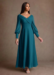 Augday Paterson A-Line Pleated Chiffon Dress