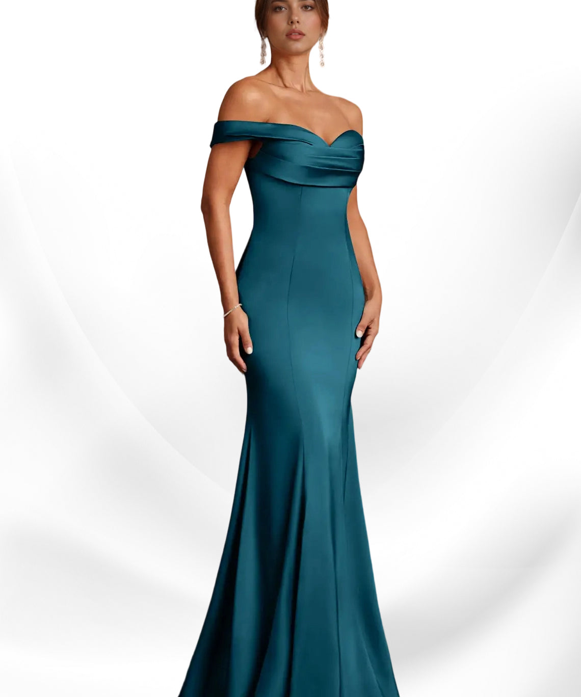 Augday  Mermaid Off the Shoulder Stretch Satin Dress