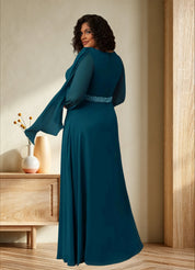 Augday Priyanka A-Line Boatneck Pleated Chiffon Dress