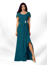 Augday Mary A-Line Side Slit Chiffon Dress