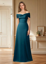 Augday Amelia A-Line Off the Shoulder Stretch Satin Dress