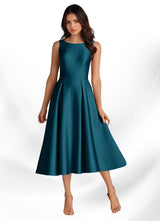 Augday Fulton A-Line Pleated Stretch Satin Dress
