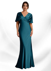 Augday Dosia Sheath Pleated Stretch Satin Dress