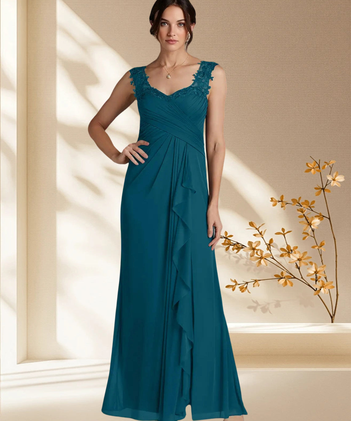 Augday Edelin A-Line Sweetheart Neckline Pleated Mesh Dress