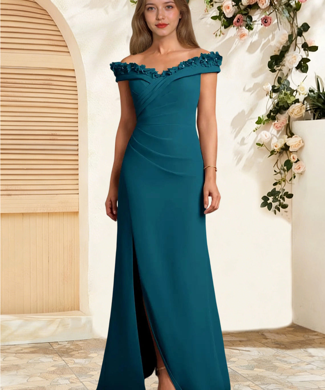 Augday Jettie Sheath Pleated Chiffon Dress