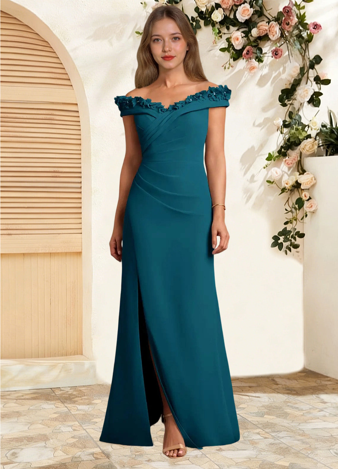 Augday Jettie Sheath Pleated Chiffon Dress