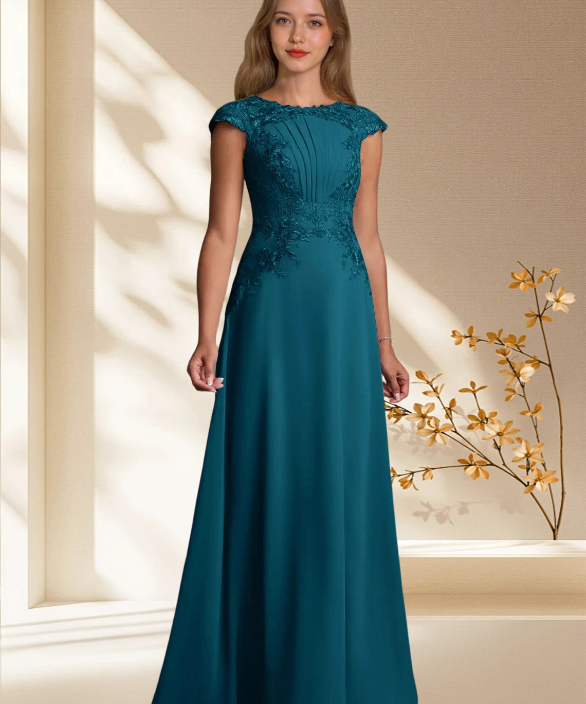Augday Christi A-Line Lace Chiffon Dress