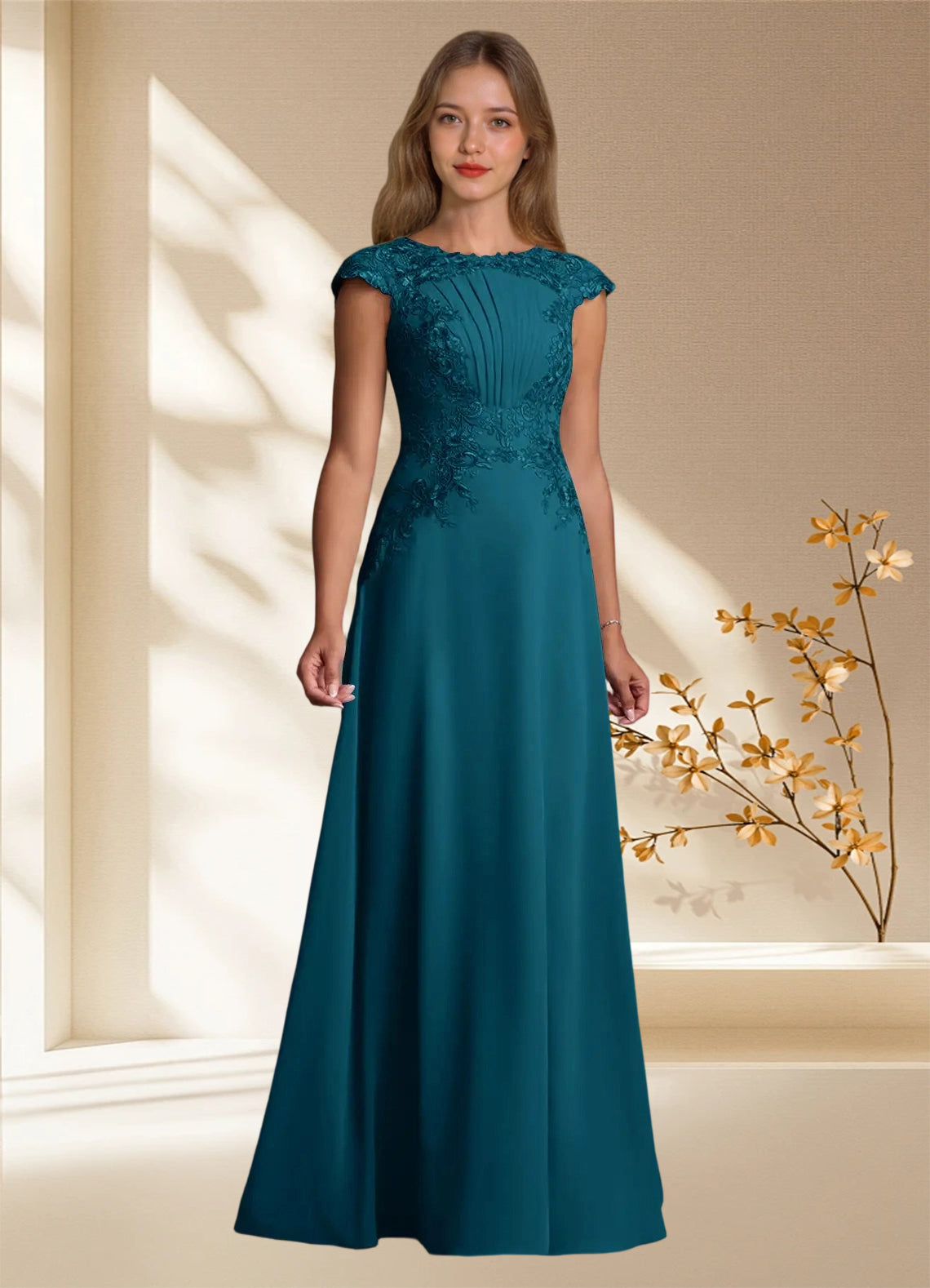 Augday Christi A-Line Lace Chiffon Dress