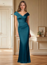 Augday Ludlow Mermaid Pleated Stretch Satin Dress