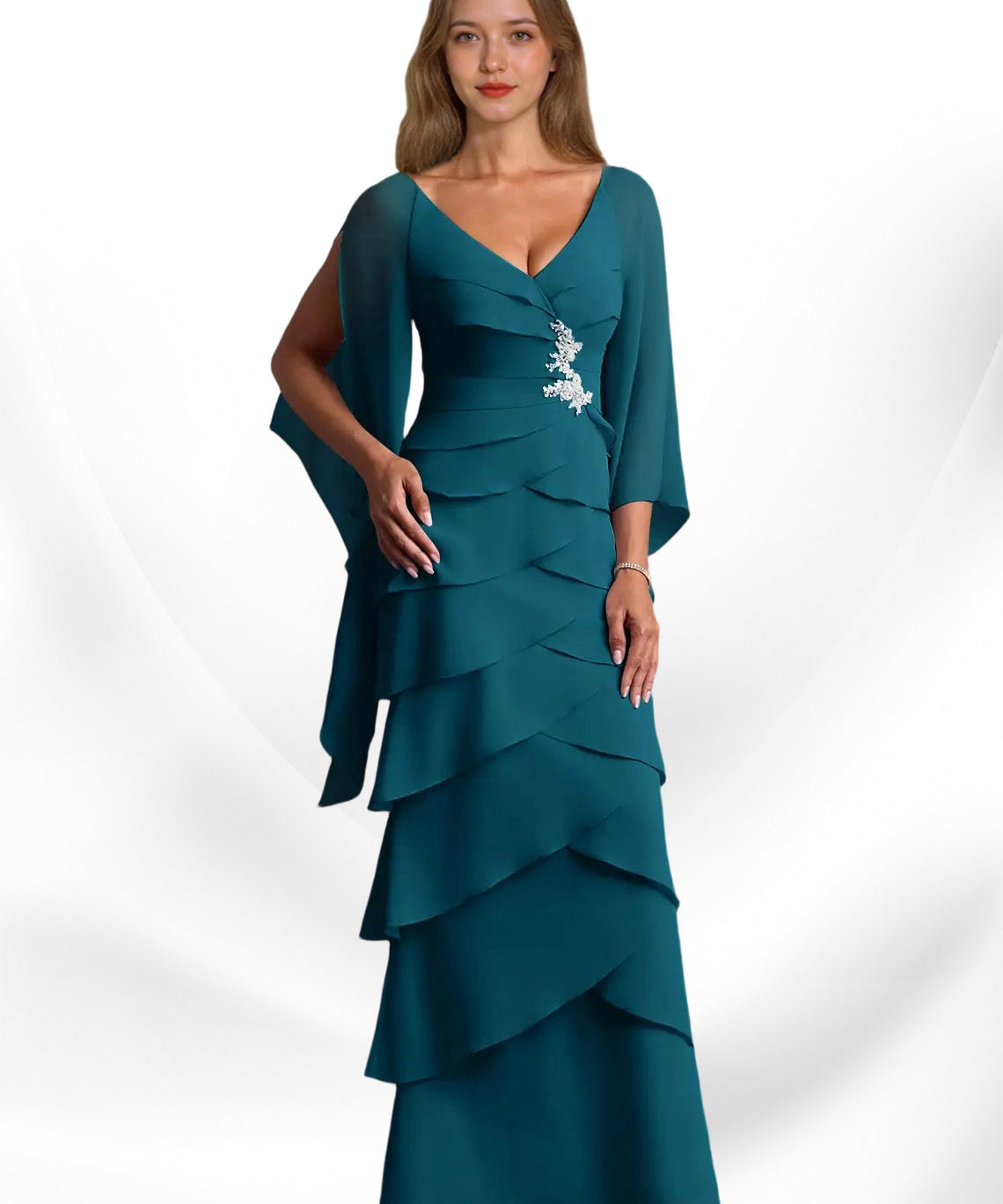 Augday Arabinda Sheath Ruched Chiffon Dress
