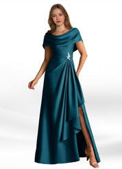 Augday Branford A-Line Pleated Stretch Satin Dress
