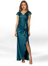 Augday Anderson A-Line Pleated Stretch Satin Dress