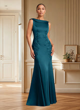 Augday Franny Sheath Lace Stretch Satin Dress
