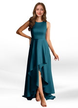 Augday Niles A-Line Trains Stretch Satin Dress