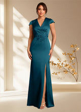 Augday Rilda Sheath Lace Stretch Satin Dress