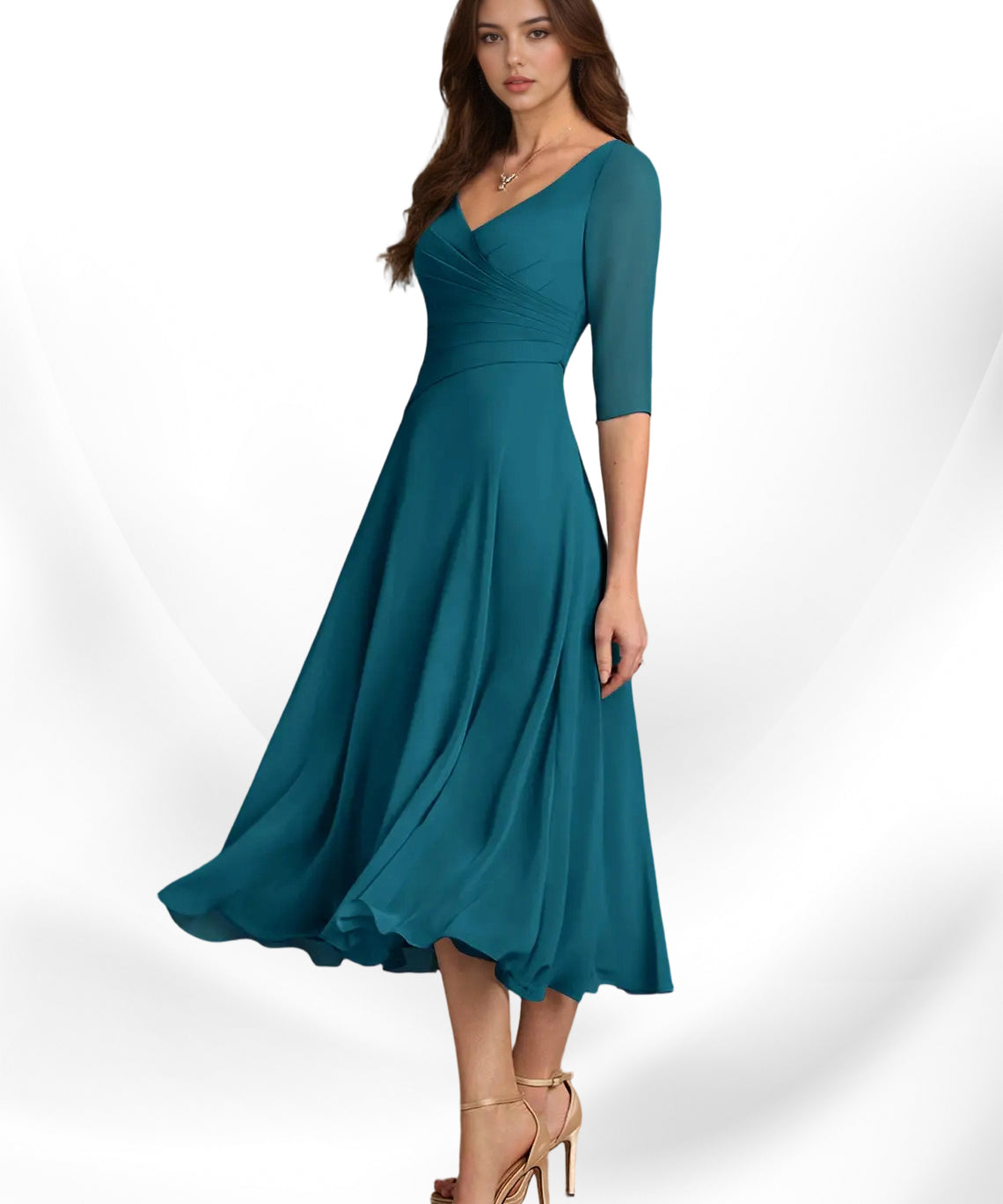 Augay Durant A-Line Pleated Chiffon Dress