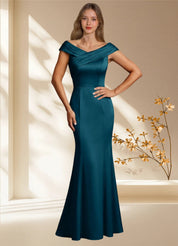 Augday Aberdeen Sheath Pleated Stretch Satin Dress