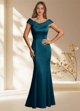 Augday Aberdeen Sheath Pleated Stretch Satin Dress