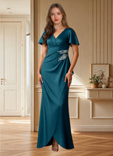 Augday Robins A-Line Pleated Stretch Satin Dress