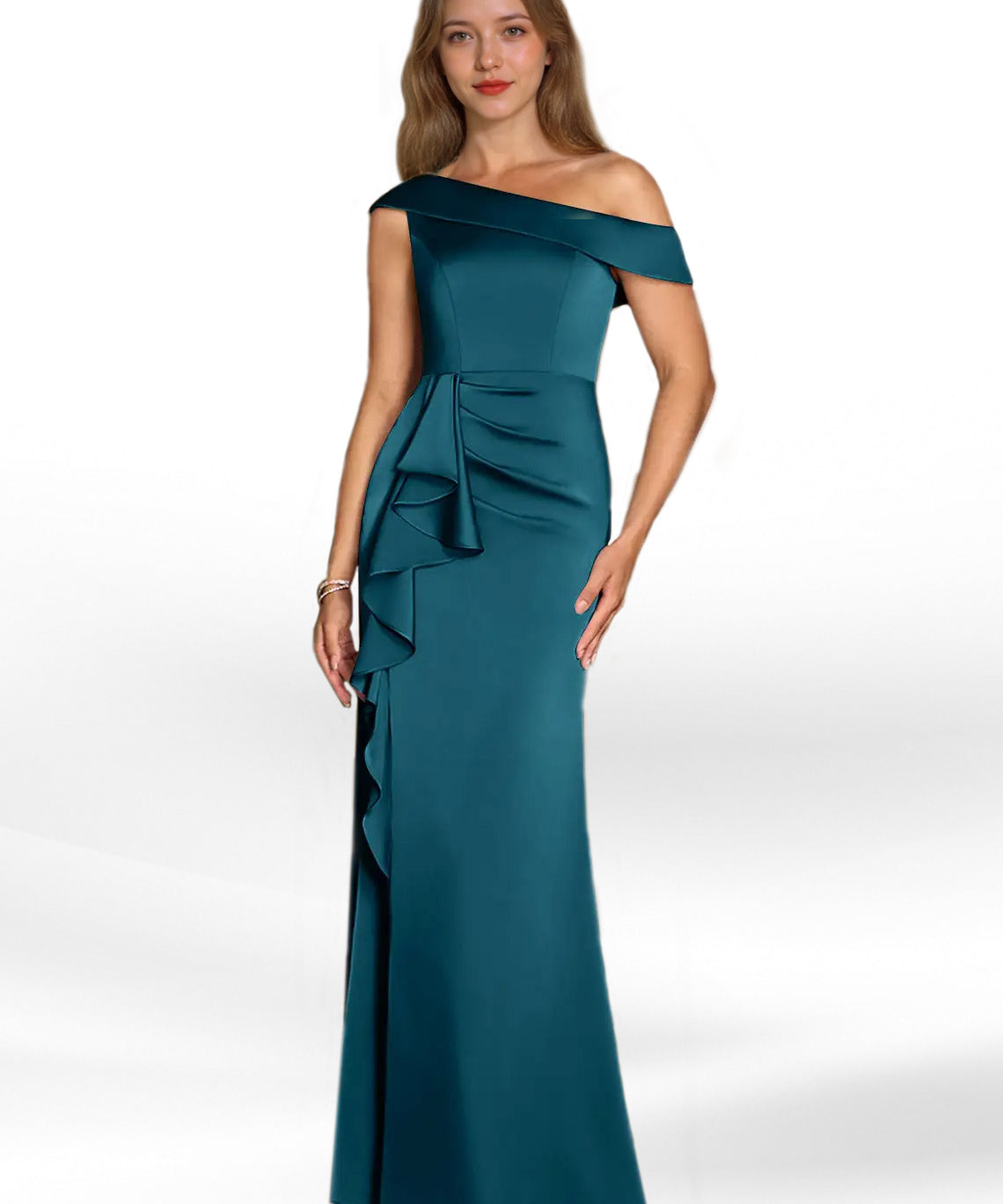 Augday Hamptons A-Line Pleated Stretch Satin Dress