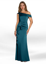 Augday Hamptons A-Line Pleated Stretch Satin Dress