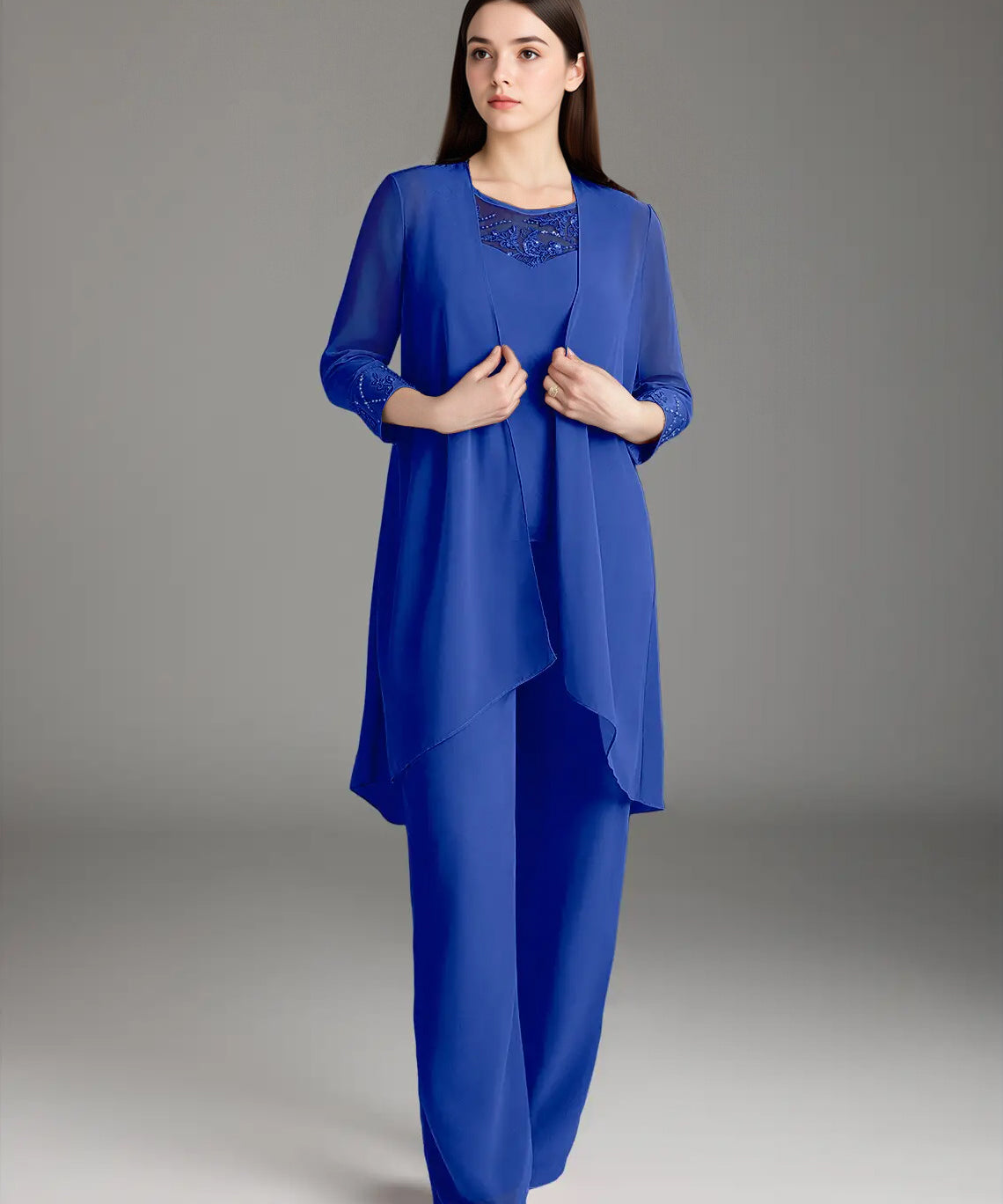 Augday Maura Mother of the Bride Dresses Jumpsuit Pantsuit Sequins Chiffon Dress