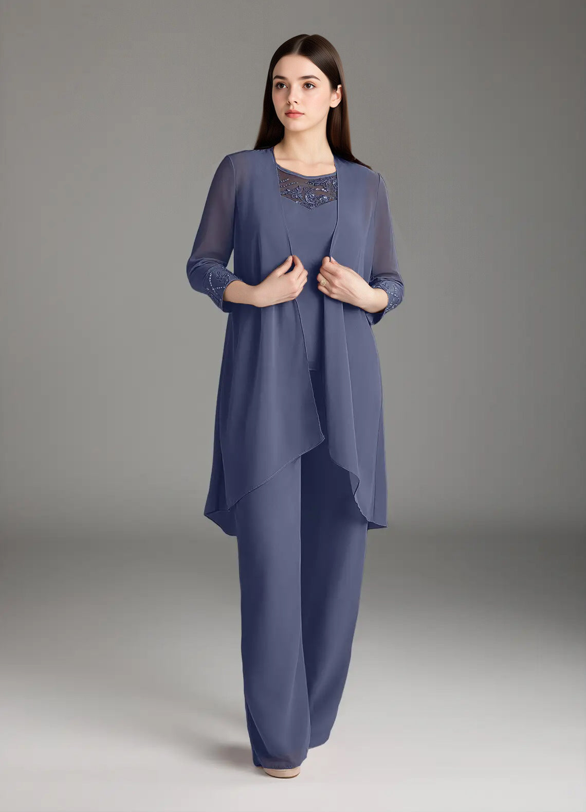 Augday Maura Mother of the Bride Dresses Jumpsuit Pantsuit Sequins Chiffon Dress