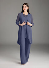 Augday Maura Mother of the Bride Dresses Jumpsuit Pantsuit Sequins Chiffon Dress