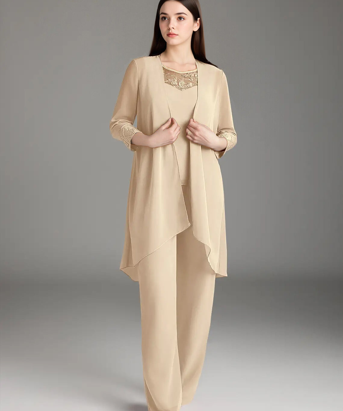 Augday Maura Mother of the Bride Dresses Jumpsuit Pantsuit Sequins Chiffon Dress