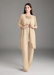 Augday Maura Mother of the Bride Dresses Jumpsuit Pantsuit Sequins Chiffon Dress