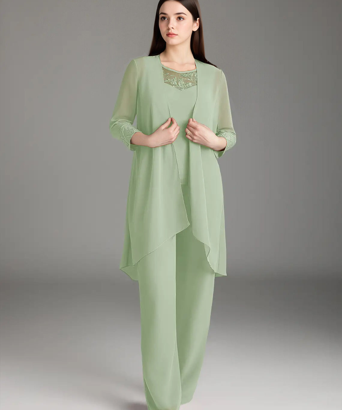 Augday Maura Mother of the Bride Dresses Jumpsuit Pantsuit Sequins Chiffon Dress