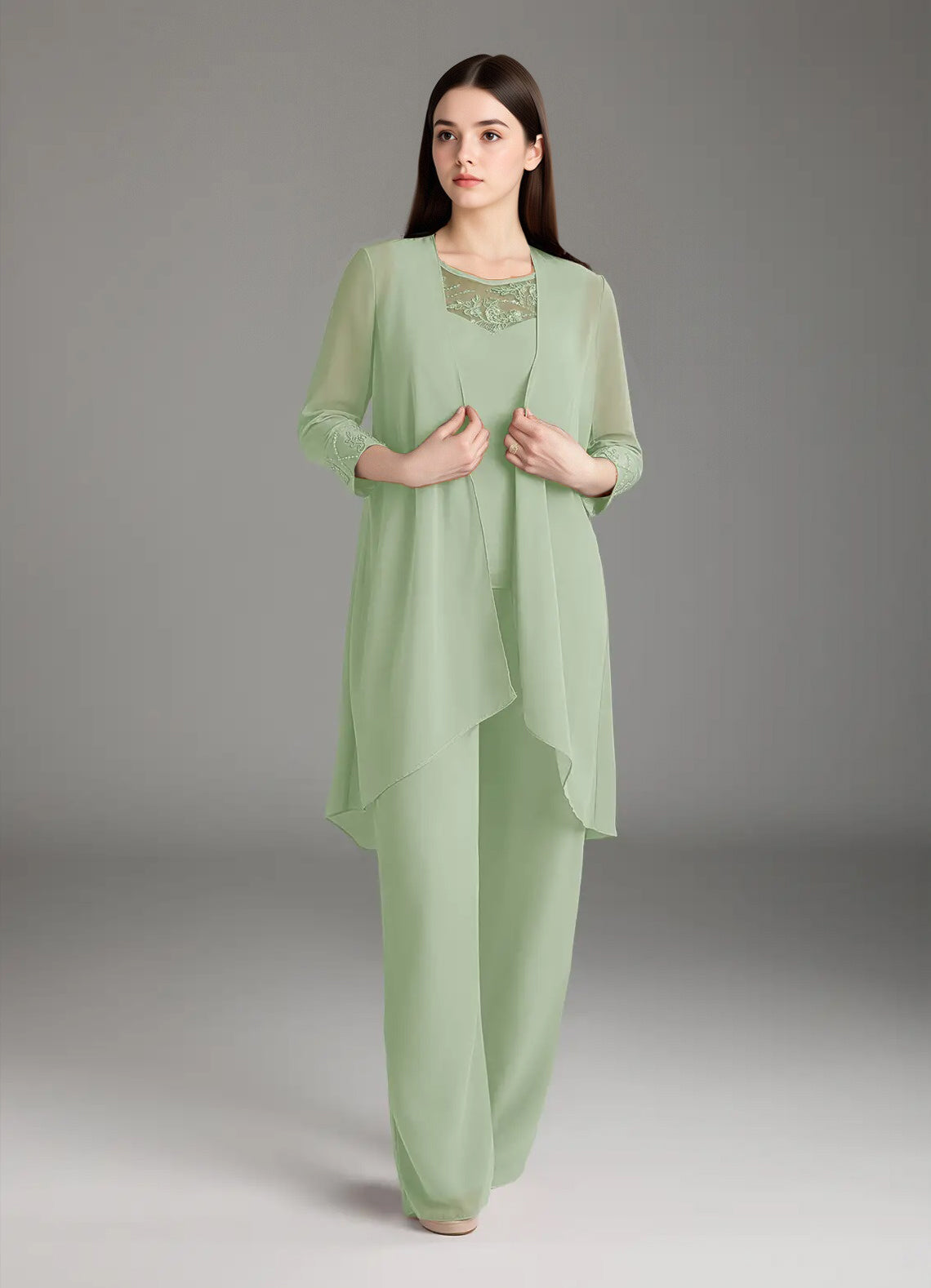 Augday Maura Mother of the Bride Dresses Jumpsuit Pantsuit Sequins Chiffon Dress