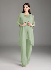 Augday Maura Mother of the Bride Dresses Jumpsuit Pantsuit Sequins Chiffon Dress