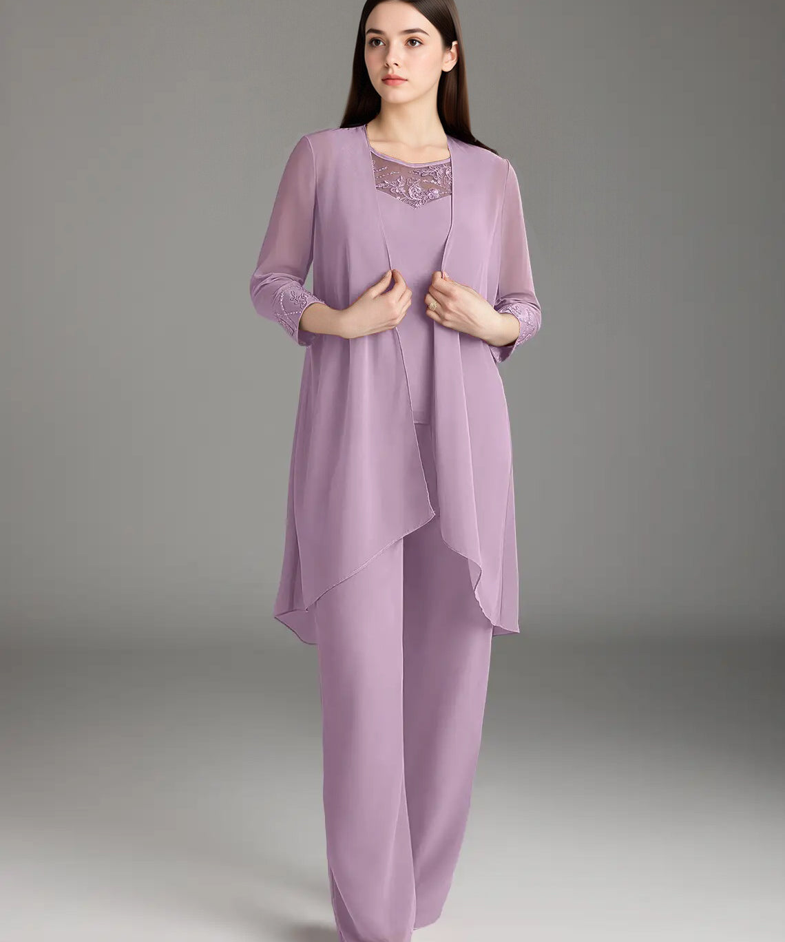 Augday Maura Mother of the Bride Dresses Jumpsuit Pantsuit Sequins Chiffon Dress